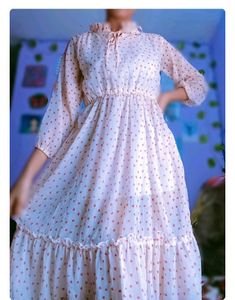 Cute Heart Print Midi Dress