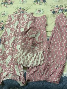 Pink Ethnic Printed Pants (Set of 2)