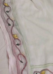 katha work Saree with Floral hand Embroidery