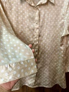 Elegant Polka Dot Button-Up Top