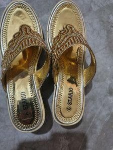 Elegant Gold Embellished Flat Sandals