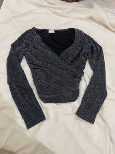 Sparkly Ruched Wrap Top