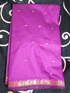 Vibrant Purple Saree with Gold Border