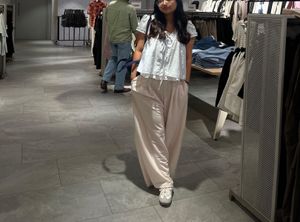 H&M Cream Wide Leg Pants