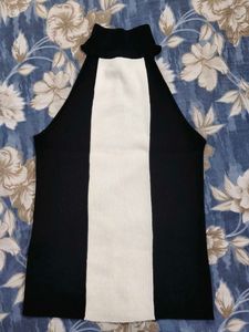 Black &amp; White Halter Neck Top