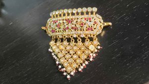 Rajasthani Aad Gold Plated Pendant | Kundan & Pear