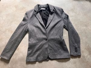 Mango suit blazer in a grey herringbone pattern wi