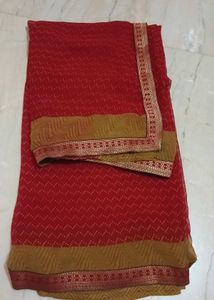 Elegant Red Georgette Saree