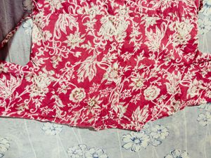 Beautiful Red Floral Printed short Kurti(unused