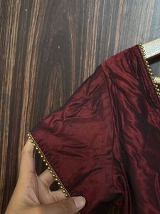 Maroon Blouse with Gold Trim