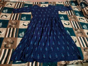 Elegant Navy Printed Anarkali Dress
