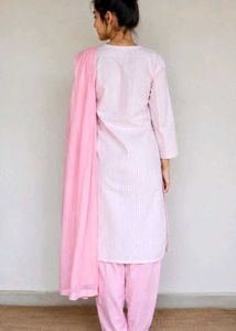Light Pink Striped Kurta Set