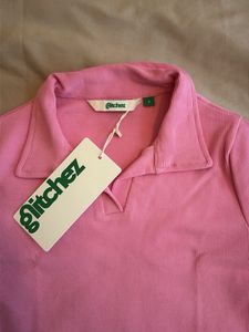 Chic Pink Polo Neck Crop Top