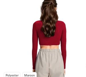 Maroon Square Neck Crop Top