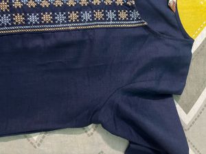 Elegant Navy Blue Embroidered Kurta