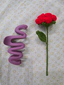Purple Spiral Hair Clip & Crochet Flower