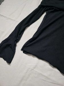 Black Off-the-Shoulder Bell Sleeve Top