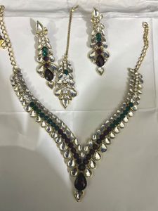 Purple,green&amp;silver Necklace Set❤️