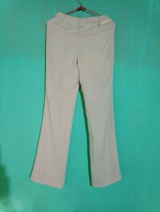 Beige Flared Leg Pants