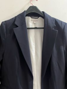 Navy Blue Blazer with ruched sleeve