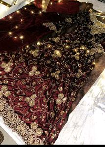 Embroidered Velvet Lehenga Choli Set