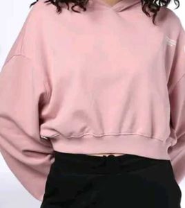 pink Cropped Hoodie