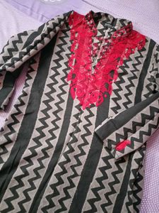 Boho Chevron Print Embroidered Tunic