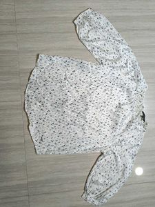Chic White Printed Long Sleeve Top