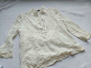 Bohemian Cream Lace Trim Blouse