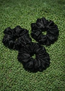 Black satin Scrunchies (Set of 3)