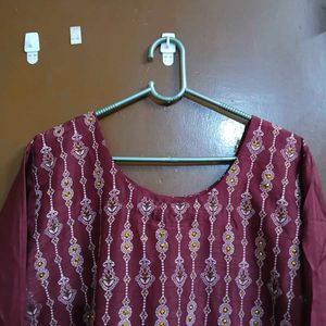 Maroon Embroidered Kurta Set