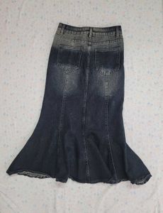 Flared Denim Maxi Skirt