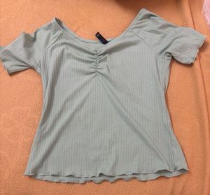 Light green Ruched Ribbed Top