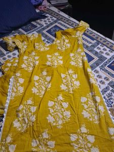 Yellow Floral Print Kurta set