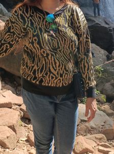 Black And Golden Party Wear Sweatshirt