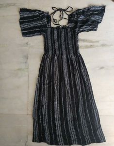 Striped Casual Black Dress