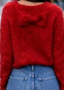 Red Fuzzy Knit Sweater