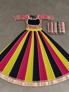 Vibrant Striped Lehenga Choli