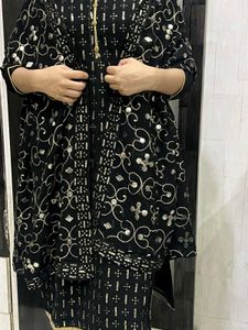 Elegant Black Sequined suit with Dupatta