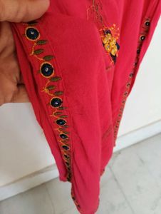 Vibrant Red Embroidered Kurta Set
