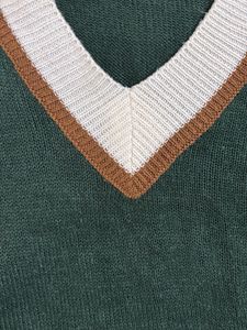 Green V-Neck Korean Sweater