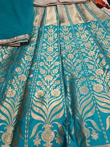 Elegant Teal &amp; Gold Lehenga Choli Set