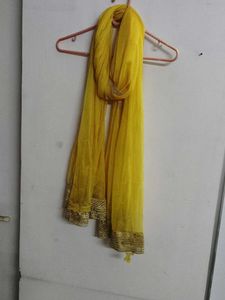 Vibrant Yellow Dupatta with Golden Border
