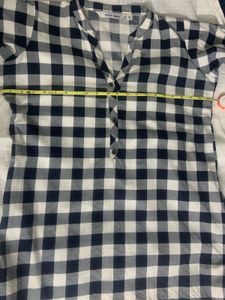 Plus Size Checked Cotton Tunic Top
