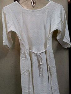 A LINE WHITE POLKA DOT KURTA