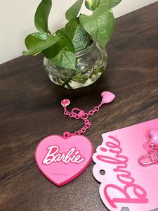 Barbie Heart Shaped Mirror Keychain with Charm