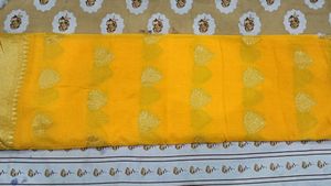 Vibrant Yellow Saree with Golden Border