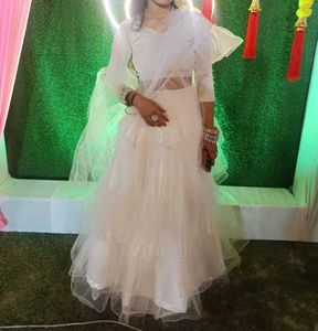 White Net Lehenga Choli Set