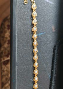 Gold Heart Pearl Bracelet