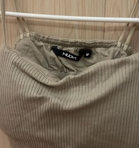 Ribbed Spaghetti Strap Padded Top